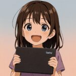 ThinkPadを買って喜んでいる女の子の表情