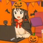 ハロウインでThinkPadを使いライブ配信している様子